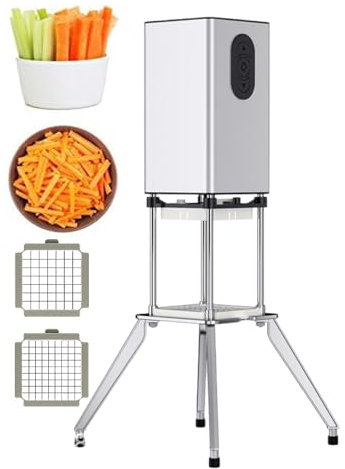 pedenencelia Tagliapatate Elettrico Patatine Fritte 600 W,Tagliapatate Professionale Patatine Fritte,con Lame 9 Mm E 12,2 Mm,Taglio Uniforme,Materiale in Acciaio Inossidabile,per Patate,Carote,Silver