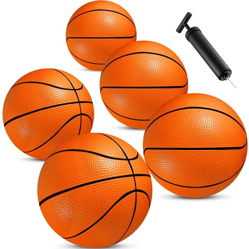 Mini Basketball Set for Kids - 6 Inch (5 Pack) w/Hand Pump - Small Size Indoor Mini Hoop Balls for Toddlers - Over The Door Basketball Games, Indoor & Outdoor, Small Hoops, Pool Play & Party Favors
