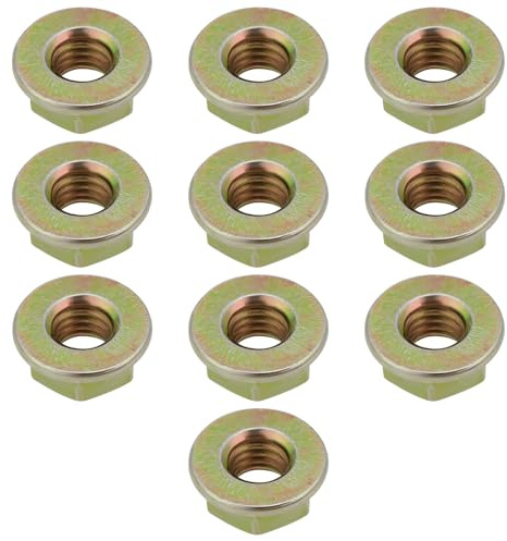 SG Store 100 Pezzi M6 X 1 Filettatura Metrica 8 Grado HT Dadi Flangiati Zincati Gialli DIN6923 Dadi Di Bloccaggio Flangiati Esagonali Non Seghettati Per Bulloni Viti