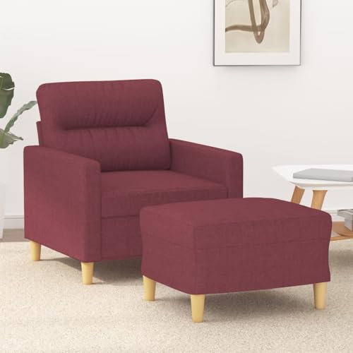 Xichuzi Sessel mit Hocker Weinrot 60 cm Stoff, Relaxsessel, Fernsehsessel, Kinosessel, Gaming Couch - 3201071