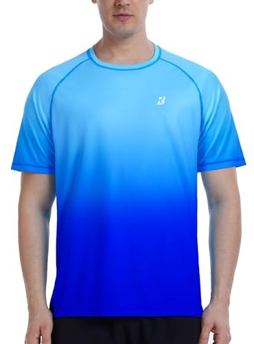 Roadbox Men's Rash Guard Short Sleeve, UPF 50+ UV Sun Protection SPF Shirts, Quick Dry Lightweight Fishing Swim T-Shirt