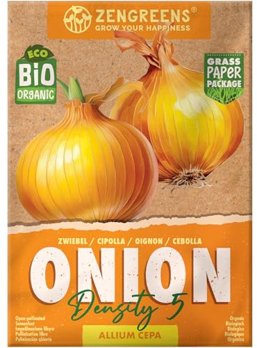 ZenGreens® Semi di cipolla biologico - Semi di verdure per la coltivazione in giardino, sul balcone o in un'aiuola rialzata - Sementi di ortaggi - Density 5