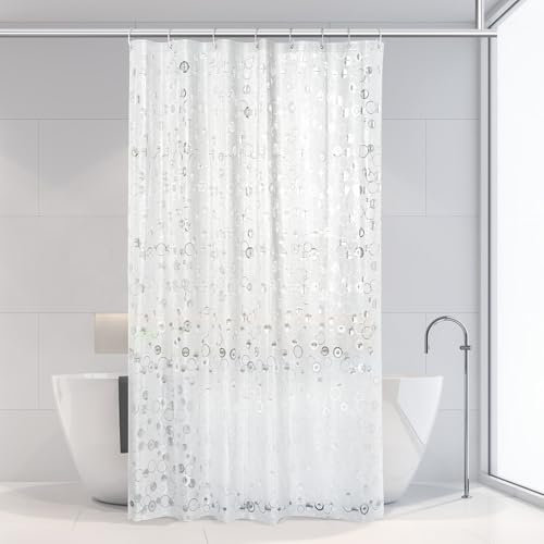 OTraki Cortina de ducha de 120 x 200 cm, antimoho, lavable, cortina de ducha con imán, transparente, de EVA, para bañera, resistente al agua, para baño, cortina de ducha para familia
