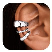 YADOCA Pendientes Oreja Sin Agujero Mujer Ajustables Clip Hipoalergénicos Falsos Helix Cartílago Pendientes sin Agujero Plata