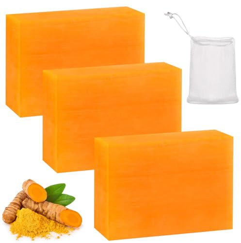 Kojisäure-Seife, Kurkuma Seifenstück Vitamin C Seifenstück für Reinigung und Hautpflege von Gesicht Körper, Hyperpigmentierung, Entfernen Dunkler Flecken, Aufhellend Feuchtigkeitsspendend (Kurkuma)