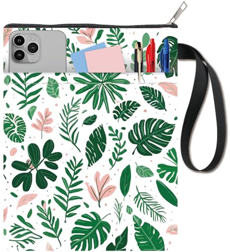 CRASPIRE Copertine per Libri con Foglie Tropicali Custodia Protettiva per Libri in Tessuto Lavabile con Cerniera e Tasca Extra per Amanti dei Libri Regalo per Compagni di Classe