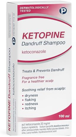 Ketopine Ketoconazole 2% Medicated Shampoo – Clinically Proven Anti-Dandruff Treatment for Itchy, Flaky, Dry Scalp, Seborrheic Dermatitis & Scalp Psoriasis – Fast Relief Anti-Fungal Formula, 100ml