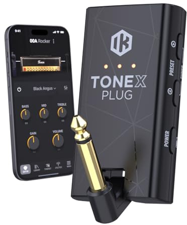 IK Multimedia TONEX Plug: Portable AI Powered Guitar and Bass Headphone Amplifier with Over 40,000 Tone Models, USB-C Audio Interface, Bluetooth Streaming and Audio Tool