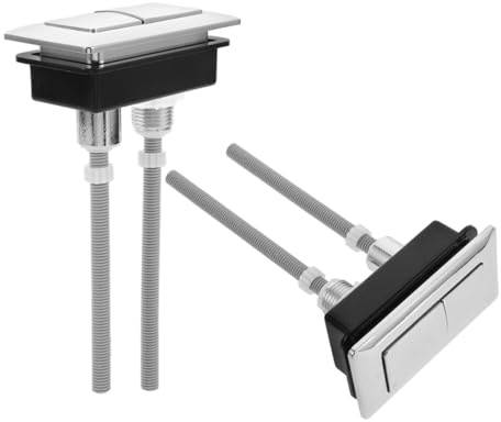 VILLCASE Botón Pulsador Color Aleatorio de Doble Descarga para Inodoro Rectangular 2 Piezas Abs Plata, Diseño Adaptable y Fácil de Usar Repuesto para Tanque de Baño