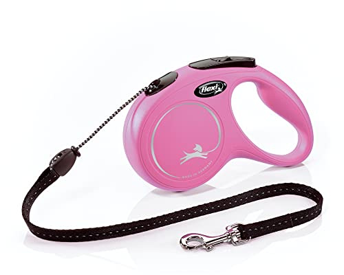 Flexi New Classic Retractable Dog Leash (Cord), 16 ft, Medium, Pink