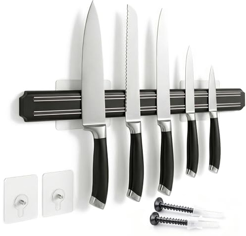 Porte Couteaux Aimanté,38 cm Aimant Couteau Mural,Barre Aimantée Porte Couteaux,Aimant Couteau Mural pour Les Couteaux, Les Ustensiles et Les Outils