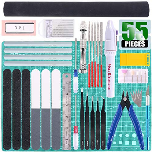 Keadic Lot de 55 outils de modélisation professionnels de base pour loisirs créatifs, kit d'outils de construction Gunpla, kit de modélisme Gundam Modeler, ensemble d'outils de base pour Gundam Car