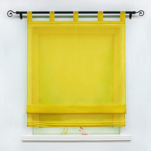 Joyswahl Voile Raffrollo Raffgardinen mit Schlaufen »Sophia« Transparent Gardine mit Zierfalten Muster Raffrollos BxH 80x155cm Gelb 1 Stück