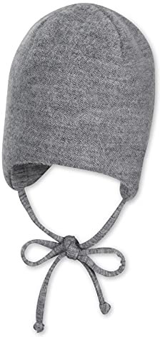 Sterntaler Mütze Wolle – weiche Unisex Babymütze mit Kaschmir-Feeling – Kindermütze aus Wolle (Merino) mit Bindebändern & Wolljersey-Futter - ab Geburt – Silber meliert, Größe 41