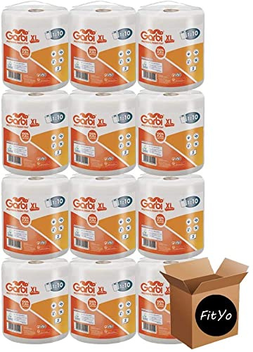FitYo - Pack de 4 Rouleaux d'Essuie Tout - Format XL - 280 Feuilles Prédécoupées - Rouleau de 70 Mètres - Usage Domestique ou Industriel - Papier Absorbant et d'Essuyage