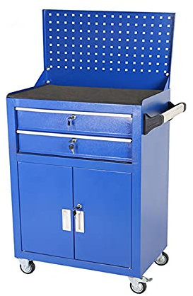 2-Schublade Rollende Werkzeugkiste, Werkzeugschrank, Werkzeugkasten mit 4 Rädern, Tragbare Top-Box mit Schloss Werkzeugkasten für Garage und Werkbank (Blau) ( Color : Style 2 , Size : 0.8mm thick )