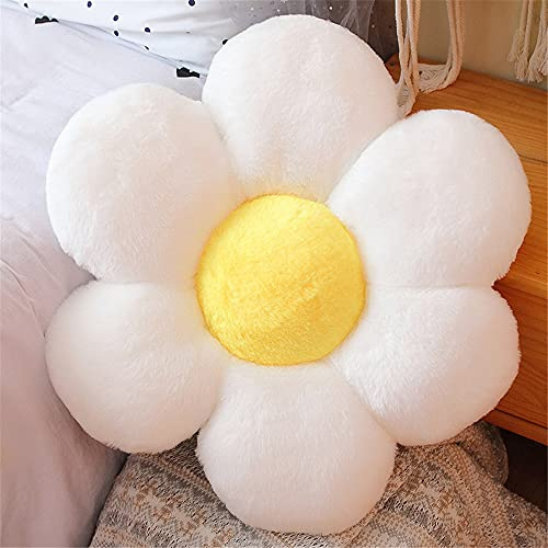 Morbuy Plüsch Kissen Blumenform Sitzkissen Stuhlkissen, Kopfkissen Sitzpolster Sofakissen Stuhl Kissen, Weiche Flauschige Verdickte Bodenkissen Kinderzimmer Dekor (65x65cm,Weiß)