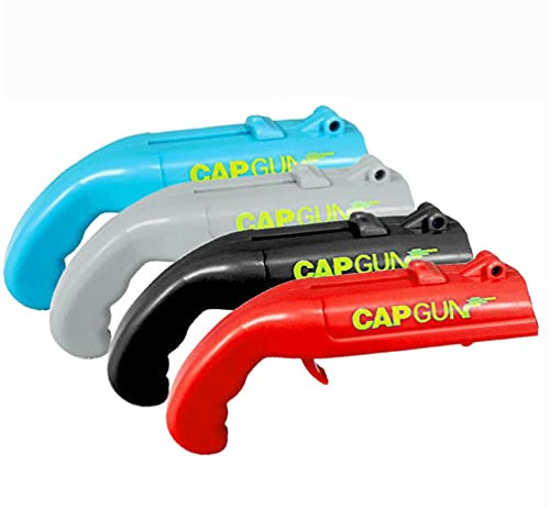 Abridor de botellas de lanzador de cañón para lanzador de cerveza. Dispara más de 5 metros, rojo, negro, gris y azul (juego de 4 pistolas)