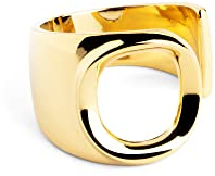 SINGULARU - Anillo Personalizado Letter Signet. Macizo Ajustable. Latón con Acabado Baño de Oro de 18 Kt. Talla Unica. Joyas para Mujer. Letra O