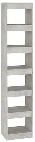 vidaXL Estantería/Divisor de Espacios Armario Estante Separador Partición Pantalla de Privacidad Mueble Librería Gris Hormigón 40x30x198 cm