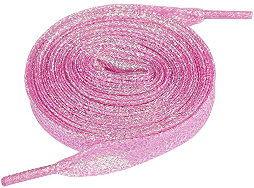 Allegra K Lacci per scarpe piatti scintillanti glitterati per scarpe da ginnastica scarpe lucide stringhe rosa rosso 180cm/70.87, Rosso rosato
