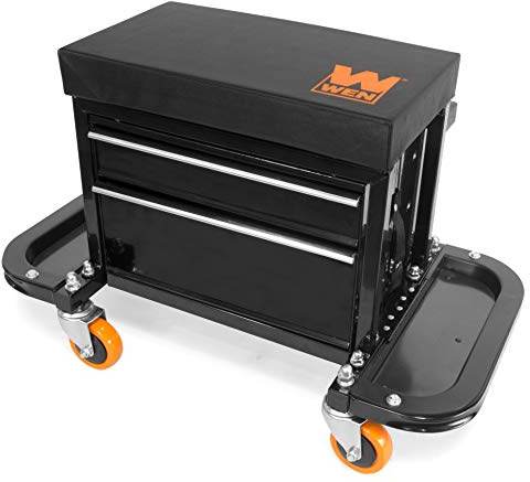 WEN GG1400 400-Pound Capacity Garage Glider Rolling Tool Chest Seat with Storage Pouch