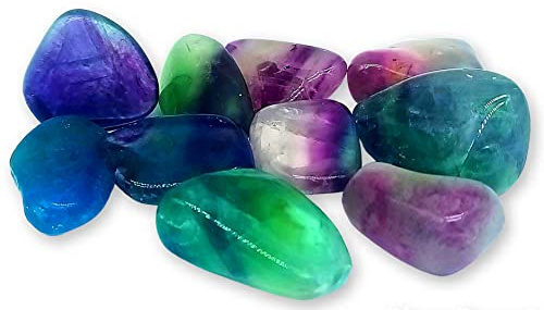 TENET - 3 st polerad trummande natursten för kristallterapi, reiki och meditation - 20–25 mm (EXTRA regnbågsfärg)