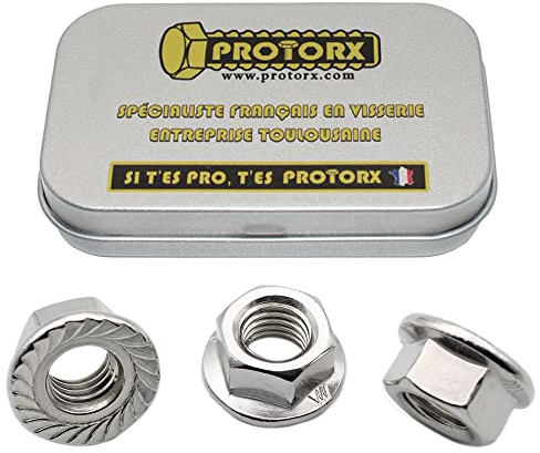 Tuerca de montaje con grillete M8: caja de 15 tornillos de acero inoxidable para tornillos arandela | Tuerca de freno hexagonal con cuello | Tuerca de bloqueo de brida de acero A2 antióxido – DIN 6923