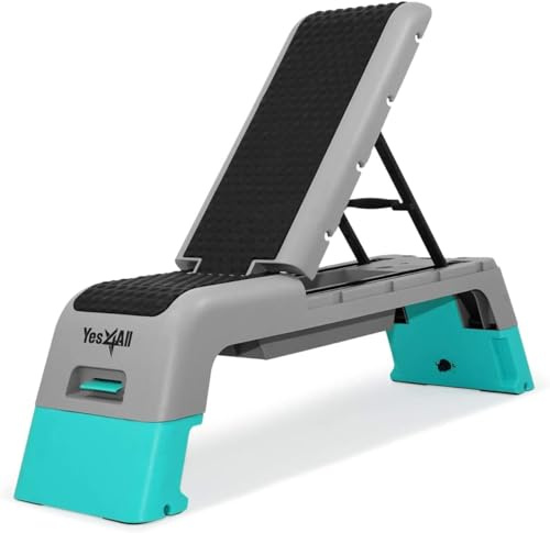 Yes4All Multifunctional Fitness Aerobic Step Platform/Aerobic Deck, Household Step Workout Bench for Home Gym (Blue/Grey)