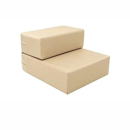 Hundetreppe, Stufen, Haustier, PU-Leder, Kletterleiter, ältere Hunde, Katze, Bett, Schwammleiter (beige 40 * 44 * 32cm)