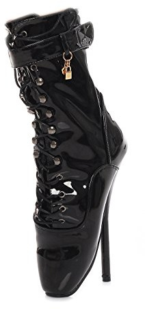 Kassiopeya Bottines de ballet vernies à talons hauts Taille 36-46 Noir/rouge/rose/blanc, Noir , 42 EU