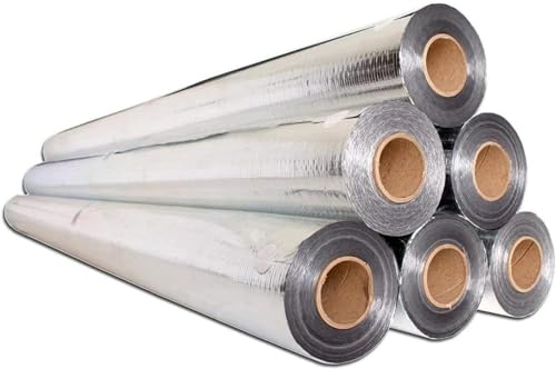 Super Shield Radiant Barrier Insulation Roll, Reflective Insulation Roll, Double Sided, Perforated, Aluminum Insulation Roll, Industrial Heat Shield House Wrap (4FT X 50FT (200 SQFT))