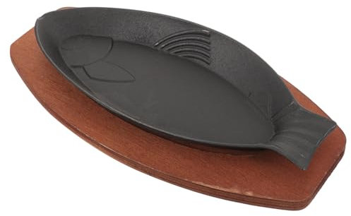 CIYODO Bandeja Para Servir Pescado 30,5x13,5 Cm Hierro Resistente Sartén Práctica Para Barbacoa y Restaurante Uso Interior y Exterior
