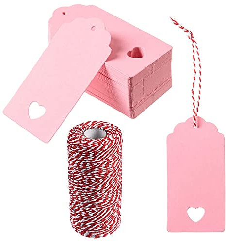 TsoLay 360 Stück Rosa Geschenkanhänger Aus Kraftpapier Rosa Namens-Preisschilder, 2 X 4