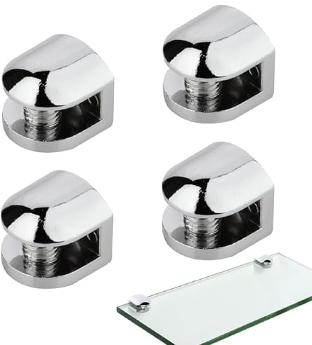 Verstellbare Glasklemme, Zinklegierung Spiegelclip, Spiegelhalterung, 4PCS Klemmbefestigung Spiegelclip Glasplatten Halterung Glasbodenhalter Glasregal Halter für 6-8mm Dicke Spiegel und Glas