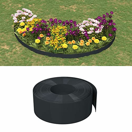 Rasenkanten 4 STK. Schwarz 10 m 20 cm Polyethylen, Chaduof Beetumrandung, Rasen Rakel, Rasenabgrenzung, Lawn Egde, Rasenkantenband