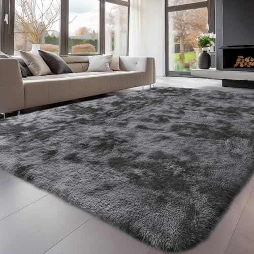 Treeboy Modern 160x230cm Grey Area Rugs, Washable Soft Carpet Mat for Bedroom & Living Room