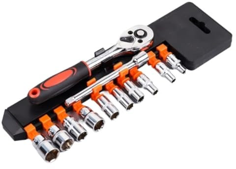 Caisse A Outil Malette Outils Jeu De Clés Allen À Fourche, Clé À Cliquet, Tournevis, Vélo, Moto, Outils De Réparation De Voiture Boite A Outils Complete(1/4 Ratchet Wrench)