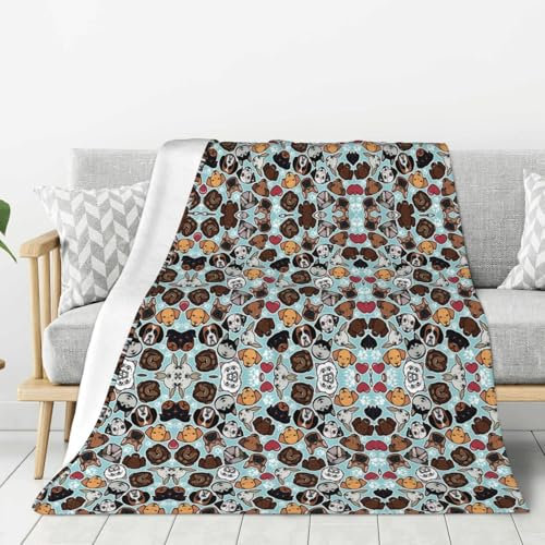 Dnbclezk Niedliche gewichtete Hundedecke, weiche Flanelldecke, personalisierter Druck, Überwurf, Sofadecke, Bettdecke, passend für alle Jahreszeiten