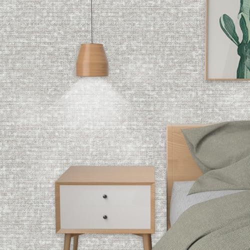 Grey Linen Effect Textured Wallpaper - Minimalist Designer Feature Wallpaper for Adults Kids Bedroom Living Room Lounge Hallway and Stairs