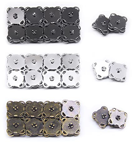 Jamsinmu 30 Sets Magnetische Druckknöpfe für Geldbörse, Handtasche, Portemonnaie, Mantel, Tasche, Gemischte Verschlüsse, Druckknöpfe 10mm