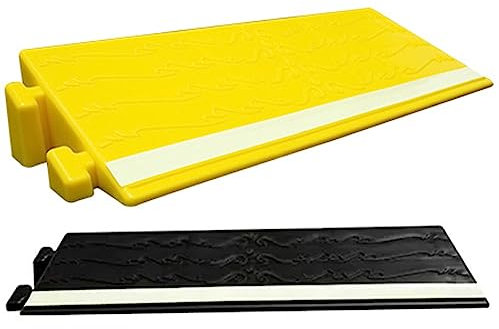 Schwellenrampe aus Gummi, rutschfeste Bordsteinrampe für Rollstuhl, 3, 6,5 cm hoch, spleißbare Bordsteinrampe mit reflektierendem Streifen, Gelb, 25 x 12 x 5,5 cm