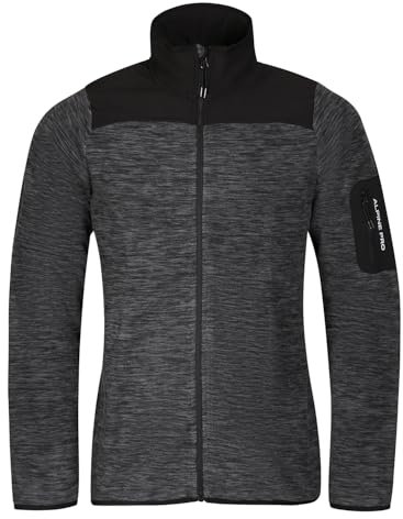 Alpine PRO LONEB Herren Schwarz Pullover, Softshell Sweatshirt mit Reißverschluss, Langarm Sweatshirt, Strickjacke, Ohne Kapuze, Activewear, Wandern Pullover, Outdoor Winterpullover, Freizeit Jacke