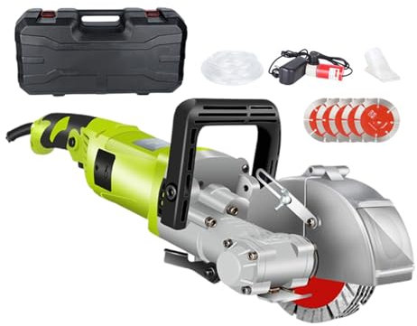 forplubossmmp 4000W Electric Wall Chaser | 7500r/min Wall Slotting Machine | Electric Concrete Groove Cutting Machine with 5 Saw Blades | Wall Chaser Concrete Cutter for Building, Decoration,green