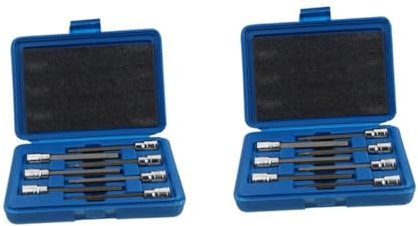 PMJMANKI Lot de 2 Jeux de clés à Fourche Simples Axlerque Crowfootol 3/8 Hex Extend Bitiple Wrench Extender Adaptateur Vis Kit de clés Multiples Courtes réglables Bille 45# Acier Argent