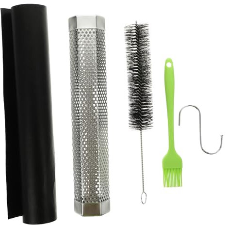 FONDOTIN 1set Tubo Affumicatore Inossidabile Per Barbecue Con Accessori Per Aromatizzare e Pesce Facile Da Pulire e Resistente Per Grigliate Con Legni Come Ciliegio e Noce