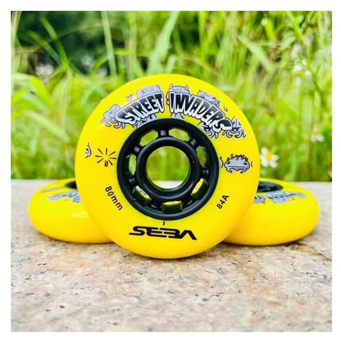 TSRLXYZ A 【 72 76 80mm 】 【 4 Stück/Lot 】 84A Street Invaders Skating Rad Patines Reifen for Roller FSK Inline Skates Rad for HV L(Yellow,72mm)