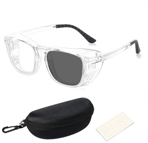 Vyloky Schutzbrille Sehstärke für Brillenträger,Sicherheits-Überbrille,Augenbefeuchtung,Tropfer,kratzfest,Wrap-around,Anti Pollen Brille,Sicherheitsbrille (Transparent+V,-3.0 D)