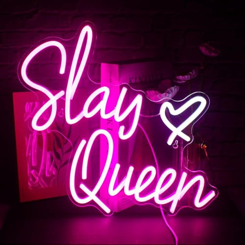 Saly Queen Panneaux néon LED pour la décoration murale Art mural néon Lumières en acrylique avec chaîne de suspension Panneaux lumineux pour la décoration de chambre cave à homme bar 5V USB