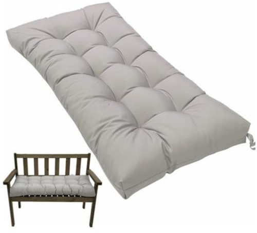 Waterproof 2-Seater Garden Bench Cushion 130x50cm with Non-Slip Straps - Patio Furniture Replacement Pad for Indoor & Outdoor Benches, Dining & Kitchen Seats, Swing Chair (Light Grey)